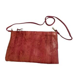 Vintage TJW By Mervyn’s Faux? Snakeskin Clutch Purse With Strap Pink AS IS